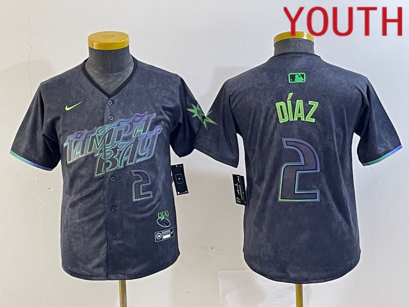 Youth Tampa Bay Rays #2 Diaz Nike MLB Limited City Connect Black 2024 Jersey style 4->youth mlb jersey->Youth Jersey